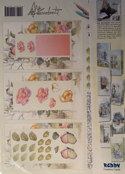 3D Pyramidenkarten-Set Blumen mit Schmetterling